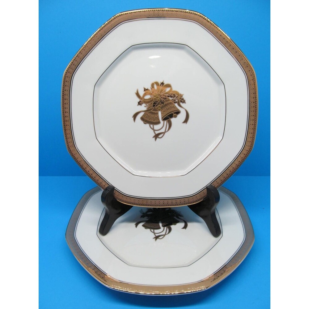 Mikasa Happy Bells Luncheon Accent Octagonal Plates 9" Set of 2